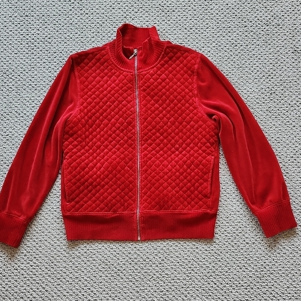 Coldwater Creek Women's Zip-Up Long-Sleeved Quilted Jacket Size M in Crimson.